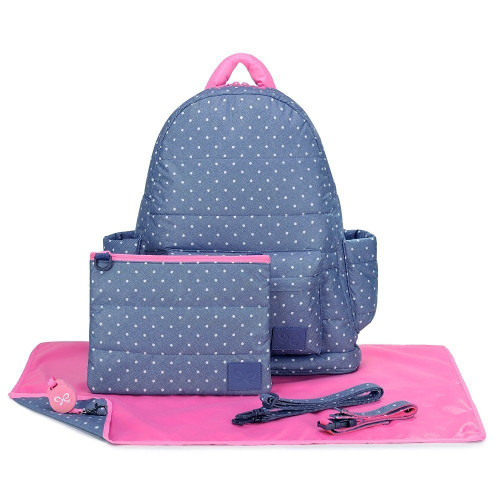 CiPU B-Bag 2.0 ECO Backpack Diaper Bag 6 Piece Combo Set (Lalaya Polka Dots)