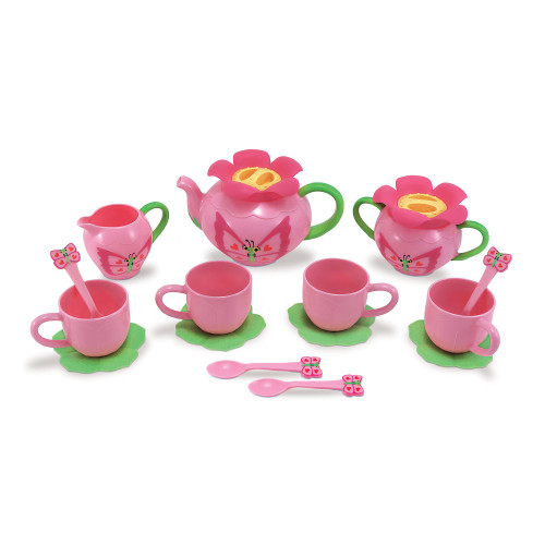 Melissa & Doug Sunny Patch Bella Butterfly Tea Set (17 pcs) - Play Food Accessories