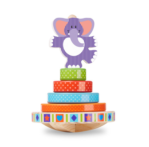 Melissa & Doug First Play Wooden Elephant Rocking Stacker (6 pcs)