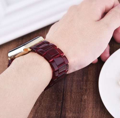 Burgundy Resin Band Bracelet for Apple Watch Series 4/3/2/1 (42mm/44mm)