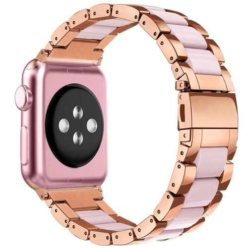 LUXE Pink Resin & Stainless Steel  Band Bracelet for 42MM Apple Watch Series 5/4/3/2/1