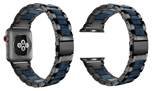 LUXE Navy Resin & Stainless Steel Band Bracelet for Apple Watch Band 38MM Series 5/4/3/2/1