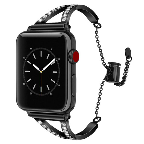 LUXE Black Metal Band Bracelet with Rhinestones for Apple Watch 42mm Series 5/4/3/2/1