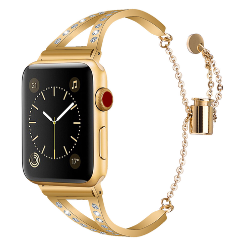 LUXE Gold Metal Band Bracelet with Rhinestones for Apple Watch 42mm Series 5/4/3/2/1