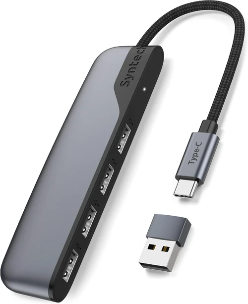 Syntech USB C to USB Hub 4 Ports, Syntech Type C to USB 3.0 Hub with A USB C to USB Adapter (USB 2.0), Thunderbolt 3 to USB Hub, Compatible with iPad Pro, iMac