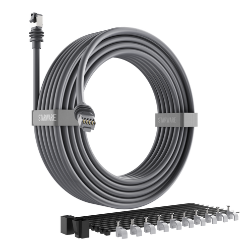 STARWARE Starlink Gen 3 Cable, 15M/49FT Replacement Generation 3 Cable for Standard V3 Kit and Accessories, Waterproof Outdoor Starlink Ethernet Cable with Retainer, Gray
