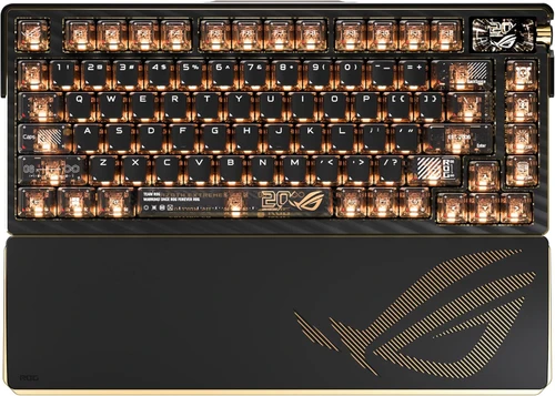ASUS ROG 20th Edition Azoth Extreme – Wireless Mechanical Gaming Keyboard – 75% TKL, Aluminum Chassis, Carbon Fiber, 24K Gold-Plated