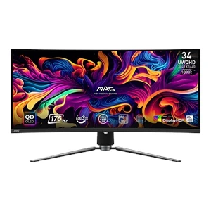MSI MAG 341CQP QD-OLED X28 Curved Gaming Monitor, Metallic Black, 34" QD-OLED Panel, 3440 x 1440 (UWQHD), 280Hz Refresh