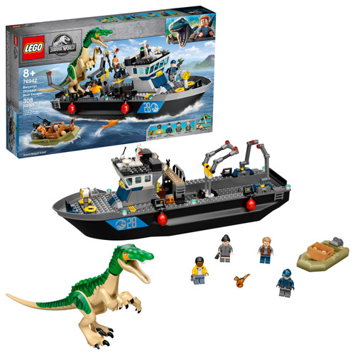 LEGO Jurassic World Baryonyx Dinosaur Boat Escape 76942 Building Toy Playset (308 Pieces)