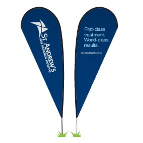 FOR PURCHASE - St Andrew's War Memorial Hospital Double Sided  Teardrop Banners with 7kg Base Plate