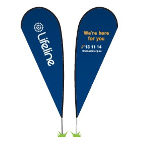 FOR PURCHASE - Lifeline Double Sided Teardrop Banners with 7kg Base Plate