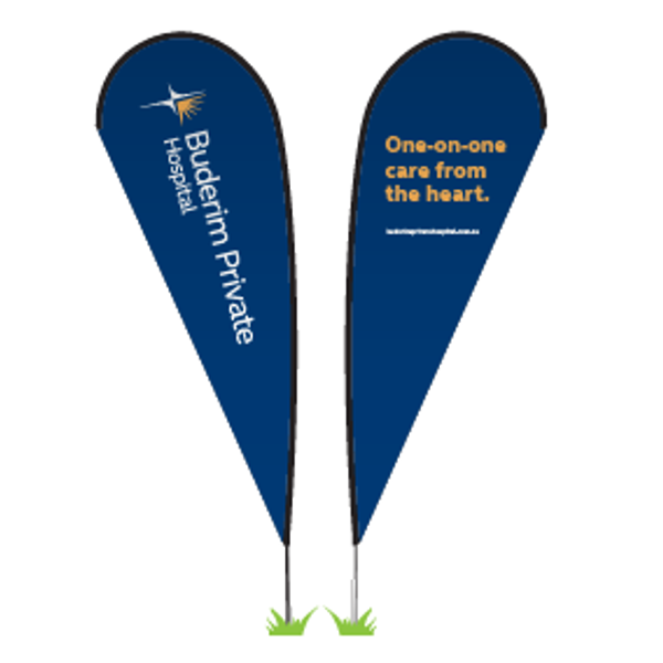 FOR HIRE - Buderim Private Hospital Double Sided Teardrop Banners