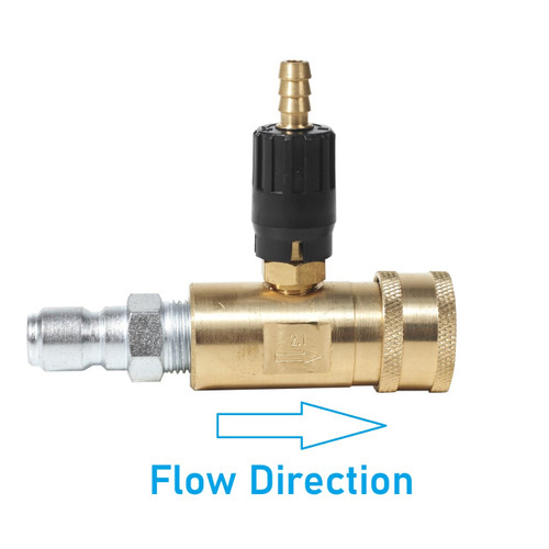 Adjustable Chemical Injector, 4500 psi @ 5 US gpm, 2.1 mm Orifice, QC Plug Inlet (Fits Most Brands)