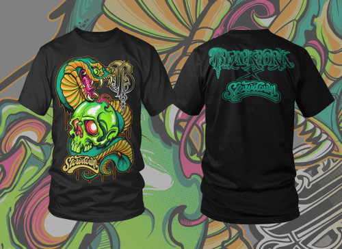 TONY CIAVARRO SLOWDOWN X BLACKWORK (BLACK T-SHIRT) SNAKE & SKULL
