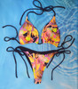 Bikini set " Doris"  in saturated colorful tropical fish print. M/L