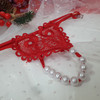 Heart embroidery pearly thong. Size S/M. 