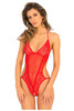 Crotchless Lace & Mesh Teddy Red M/L Crotchless Lace & Mesh Teddy Red M/L