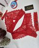 Lingerie set by Katie in red flover lace and snowflake charms. Size S/M
