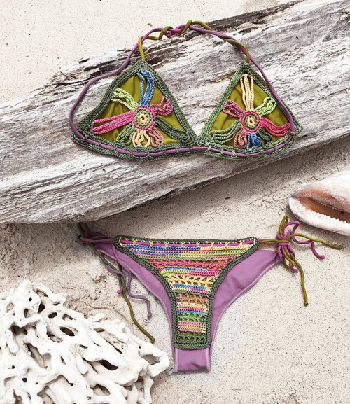 Crotchet bikini set made out of recyclable materials. Sizes M and L