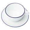Verona Blue Rimmed Latte Cup and Saucer - 11.8oz - Set of 6