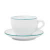 Ancap&#39;s white large cappuccino cup and saucer, with teal rim