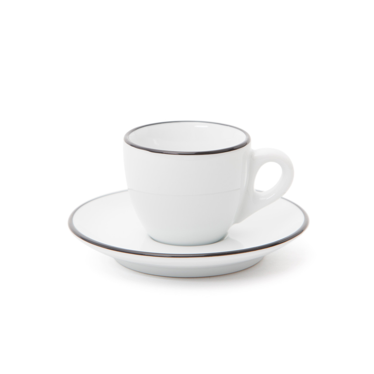 Verona Black Rimmed Espresso Cup and Saucer - 2.5oz Verona Black Rimmed Espresso Cup and Saucer - 2.5oz