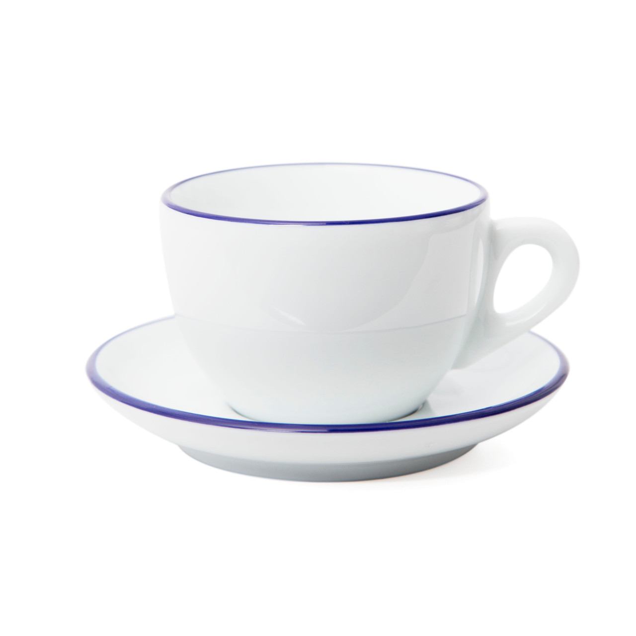 Verona Blue Rimmed Large Cappuccino Cup and Saucer - 8.8oz
