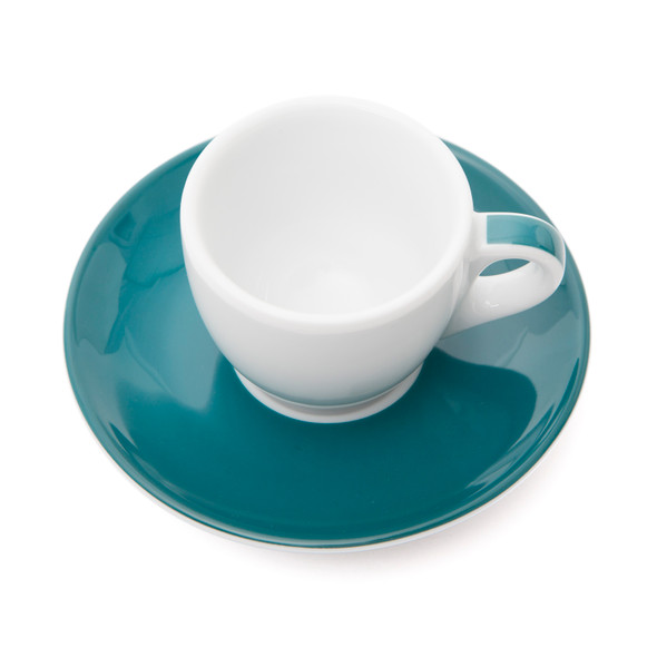 Verona Teal Striped Espresso Cup and Saucer - 2.5oz - Set of 6