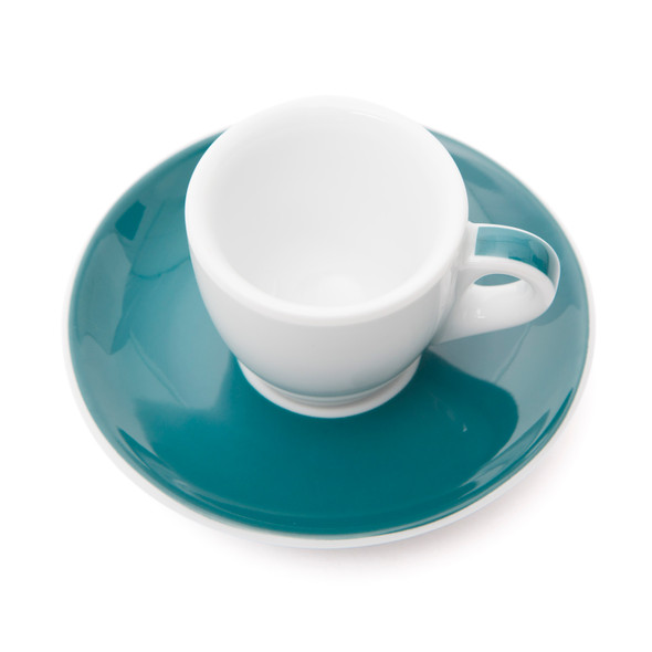 Verona Teal Striped Espresso Cup and Saucer - 1.9oz - Set of 6