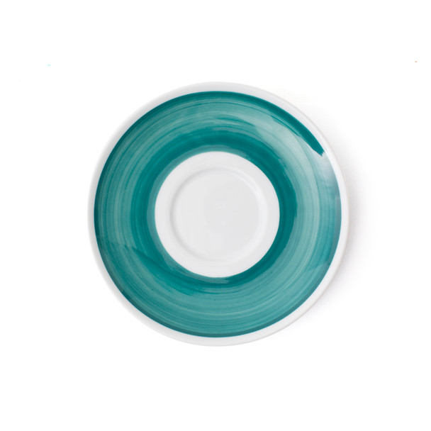 Verona Teal Hand-Painted Latte Saucer - Set of 6