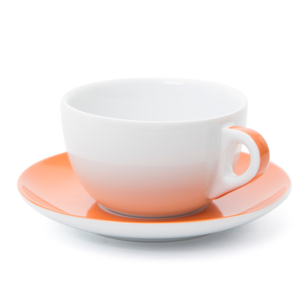 Verona Orange Striped Latte Cup and Saucer - 11.8oz - Set of 6 Verona Orange Striped Latte Cup and Saucer - 11.8oz - Set of 6