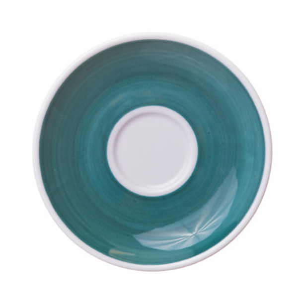 teal hand painted saucer