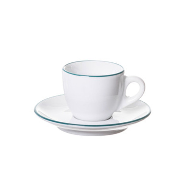 ancap verona espresso cup with an teal painted rim on cup and saucer
