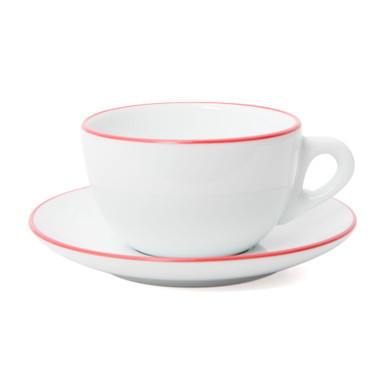 Ancap Verona Red Painted-Rim Cups and Saucers- 11.8 oz