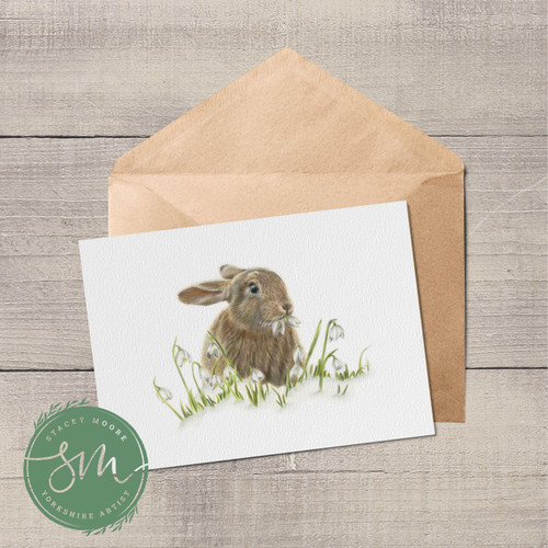 Bunny and Snowdrops Greetings Card
