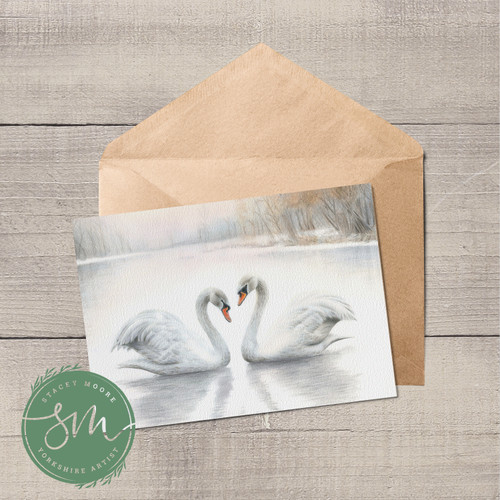 Swans Lake Greetings Card