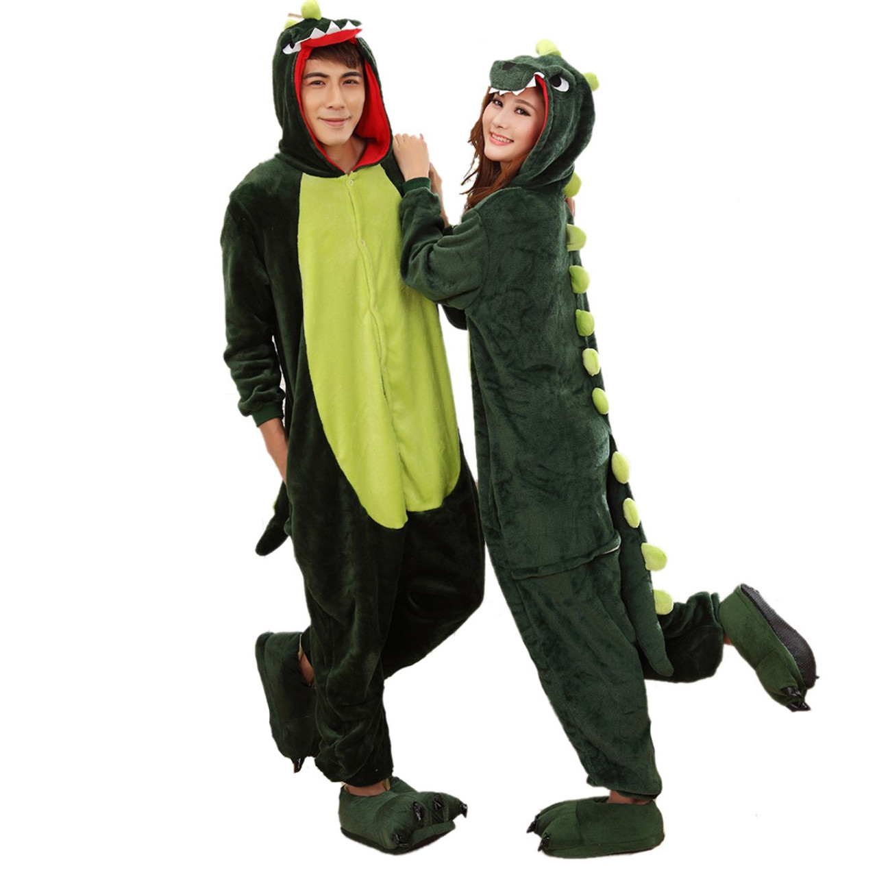 Adult Green Dinosaur Onesie Pajama