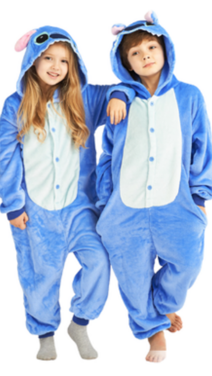 Kids Stitch Cosplay Costume Lilo Stitch Blue Jumpsuit Pajamas Costu