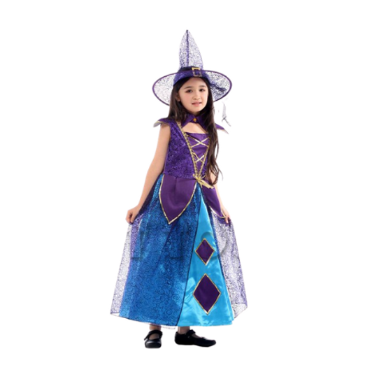 Kids Purple Deluxe Witch Costume-Halloween Kids Purple Deluxe Witch Costume-Halloween