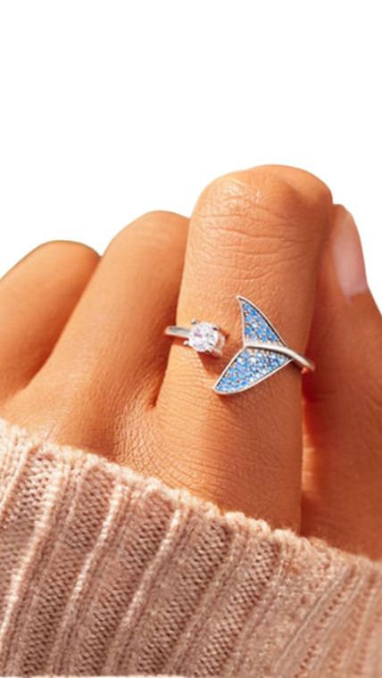 S925 Sterling Silver Mermaid Ring Women's Simple Fashion