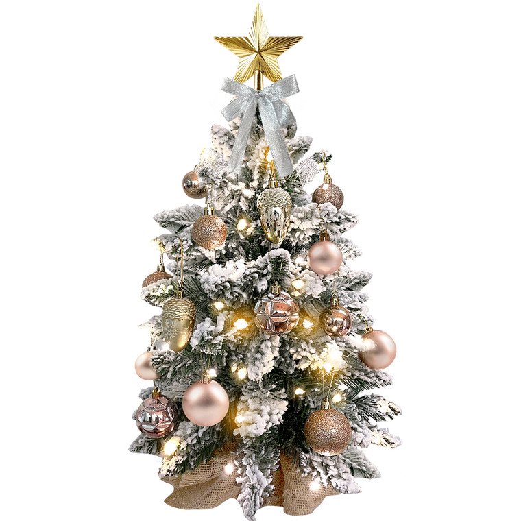 Gold 2ft Mini Christmas Tree With Light Artificial Small Tabletop Christmas