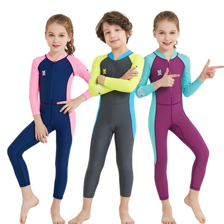 One-piece long-sleeved sunscreen and quick-drying wetsuit Children Summer