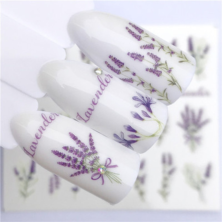 Animal and plant lavender nail stickers