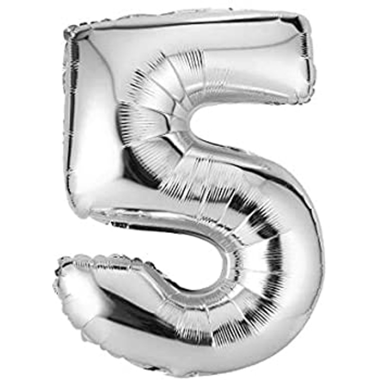 Number 5 Silver Party Foil Balloon 16Inch