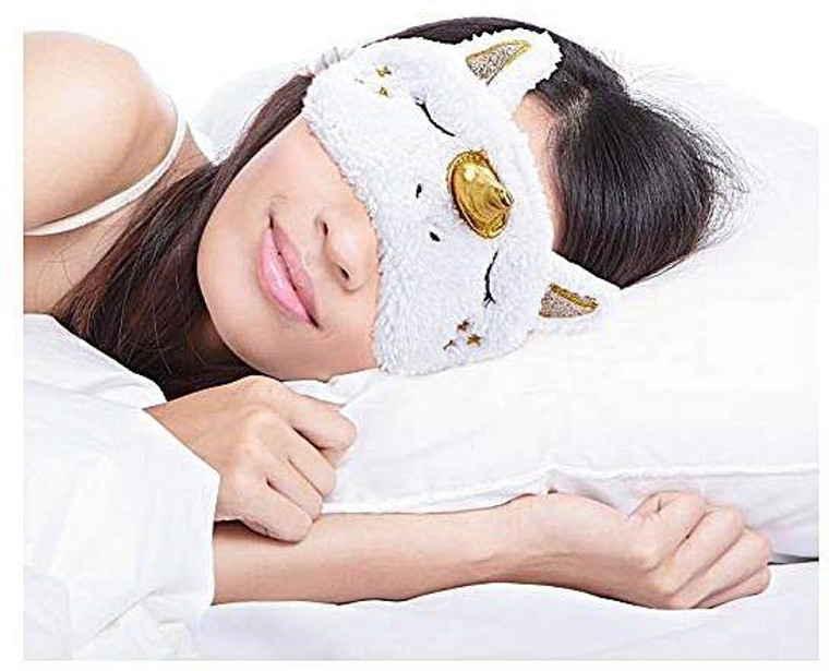 Unicorn Sleeping Mask Cute Unicorn Horn Soft Plush With Silk, Blindfold Eye-Shade For Kids And Women