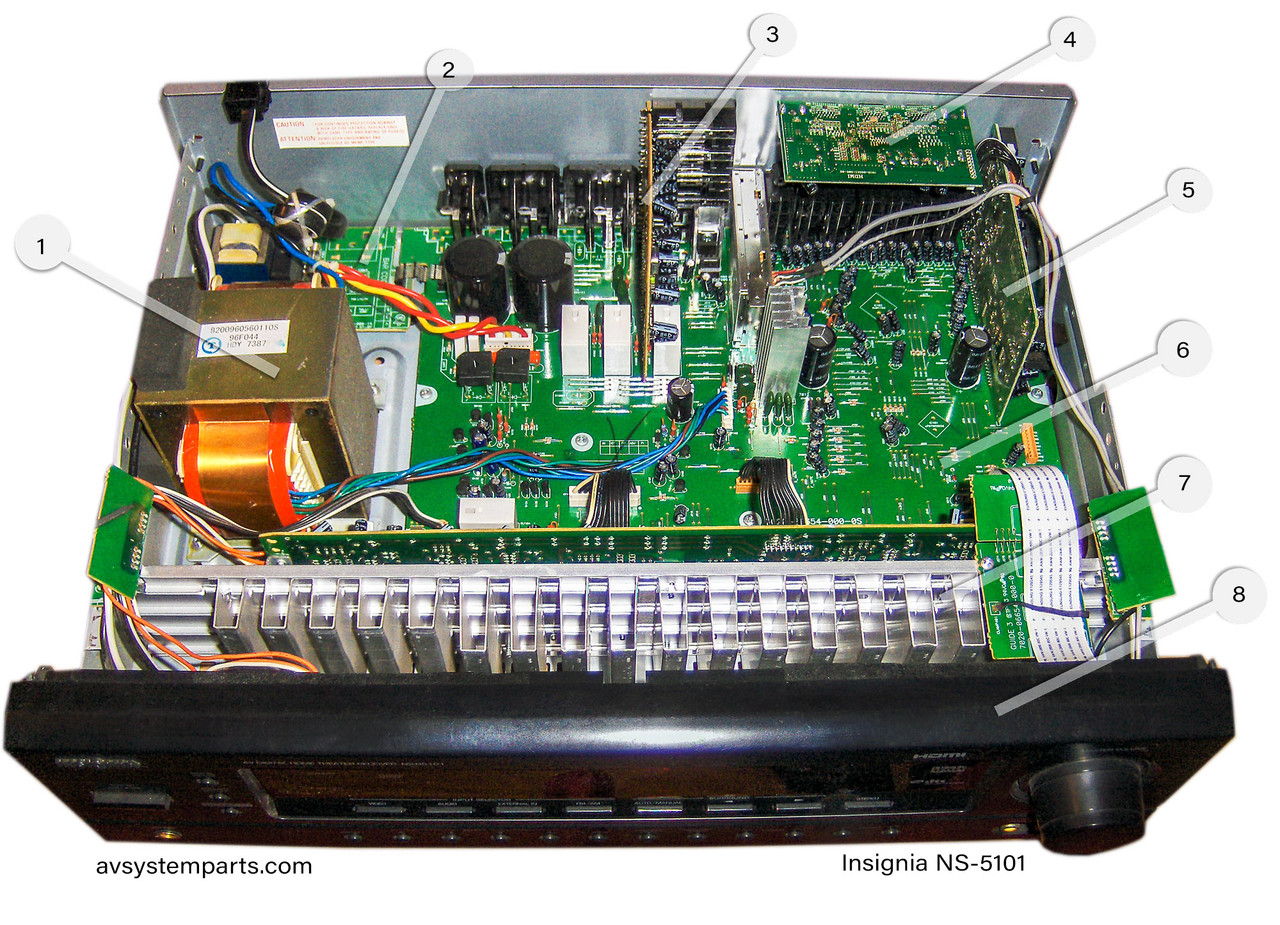 Insignia NS-R5101 Receiver Parts:96F044,7020-06500-000-1s,7020