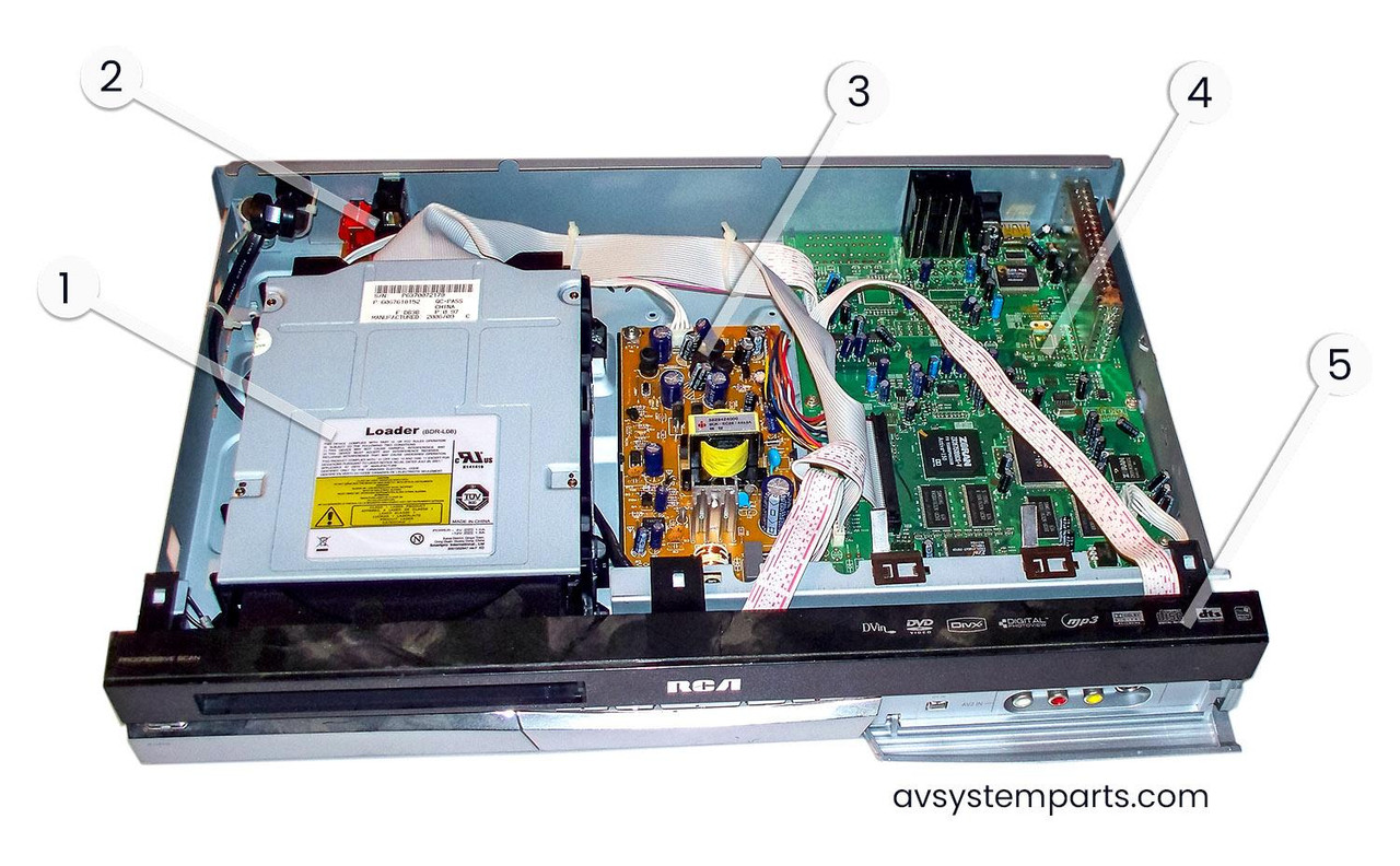 RCA DRC8052NB Parts: DVD-RW BDR-L08, Power Supply, Main Board