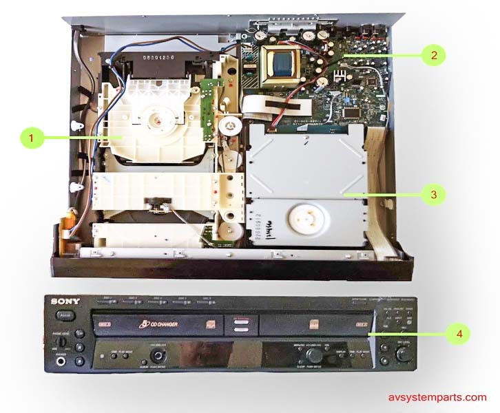 SONY RCDW500C Parts 5 CD Changer CDRW 168809912,22080912,06804280