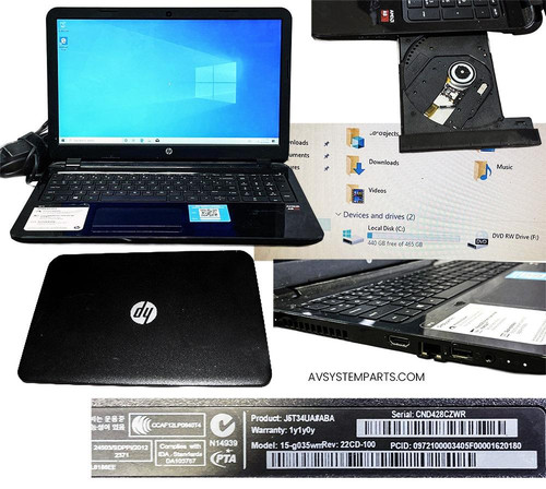 HP 15-g035wm 15.6" Laptop AMD A8-6410 2.00GHz 8GB RAM 500GB HDD Win.10