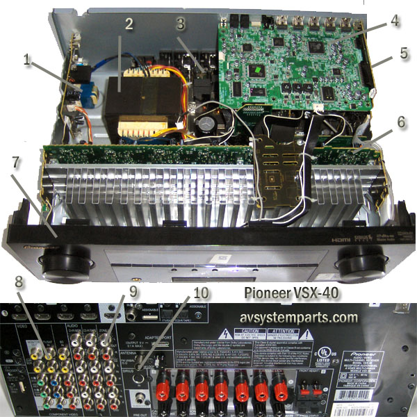 Pioneer Receiver VSX-40 Parts:7020-07019-020-1s,7020-07022